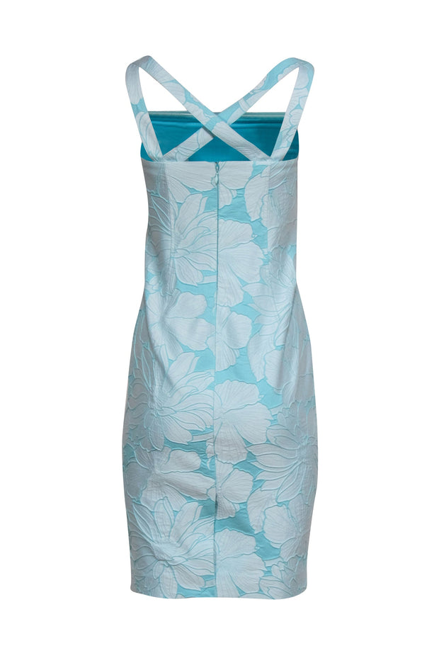 Current Boutique-Etcetera - Turquoise Floral Textured Sleeveless Midi Dress Sz 0