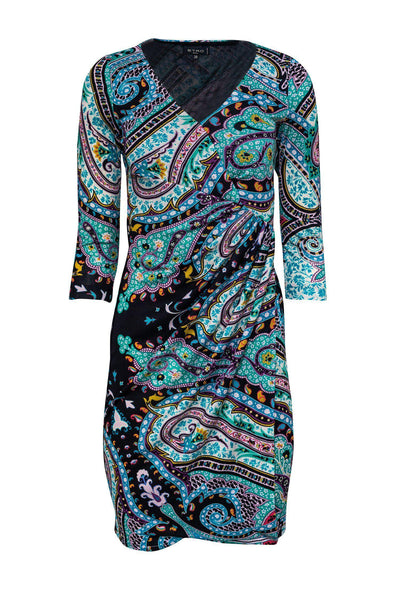 Etro - Multicolored Paisley Print Draped Dress Sz 2 Etro - Multicolored Paisley Print Draped Dress Sz 2