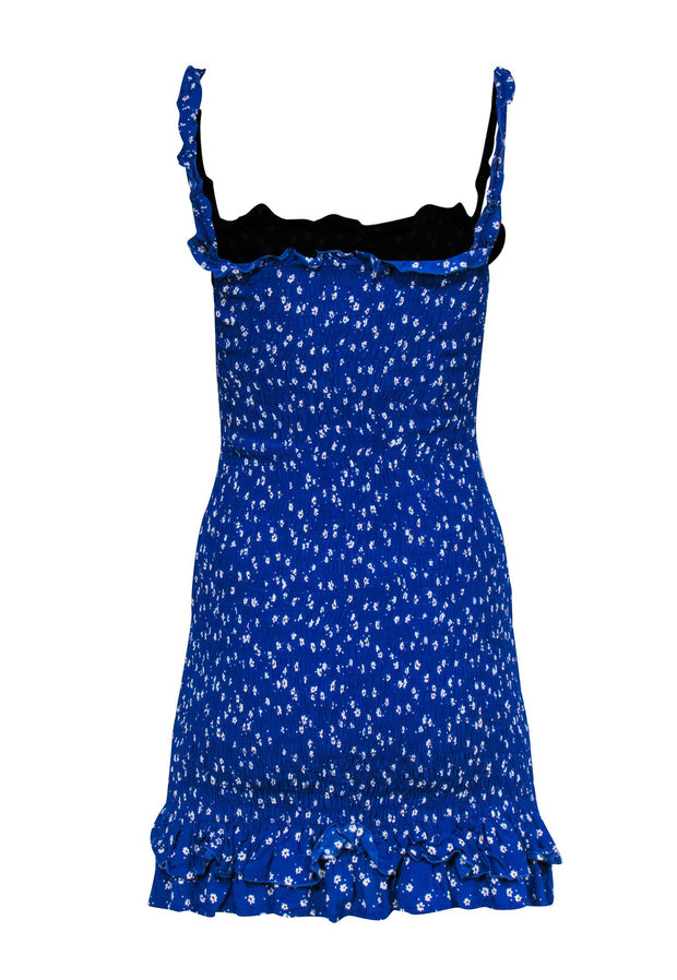 Faithfull the Brand - Blue & White Floral Print Smocked Dress Sz 4 Faithfull the Brand - Blue & White Floral Print Smocked Dress Sz 4