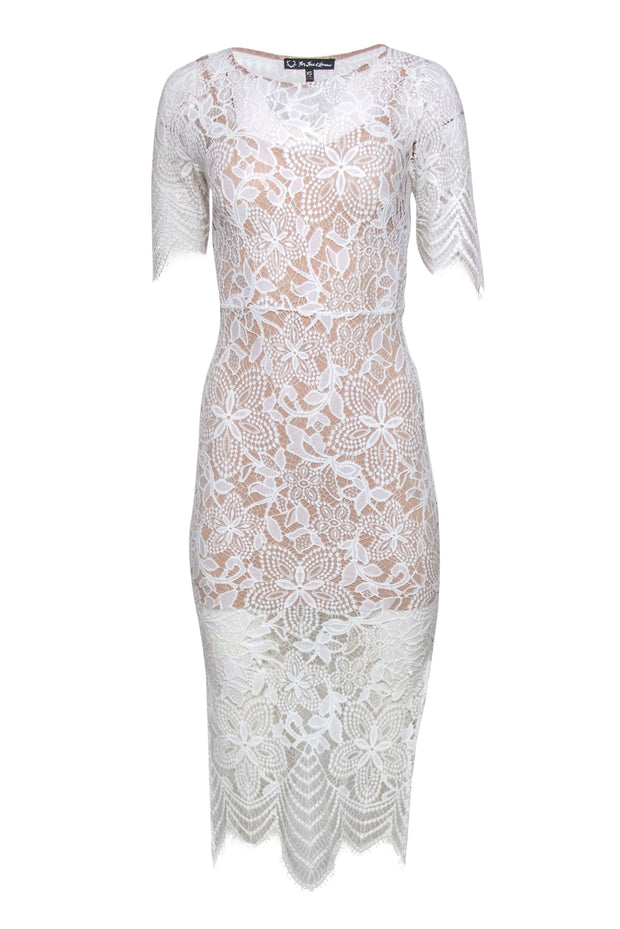 For Love & Lemons - White Floral Lace Midi Dress w/ Back Cutout Sz XS For Love & Lemons - White Floral Lace Midi Dress w/ Back Cutout Sz XS