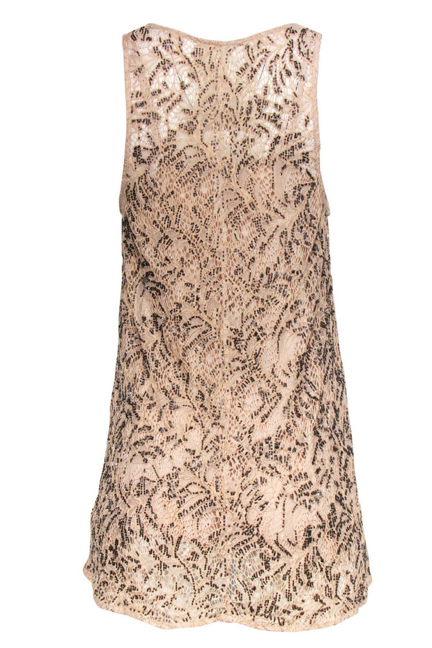 Free People - Beige Lace & Sequin Sleeveless Shift Dress Sz XS Free People - Beige Lace & Sequin Sleeveless Shift Dress Sz XS