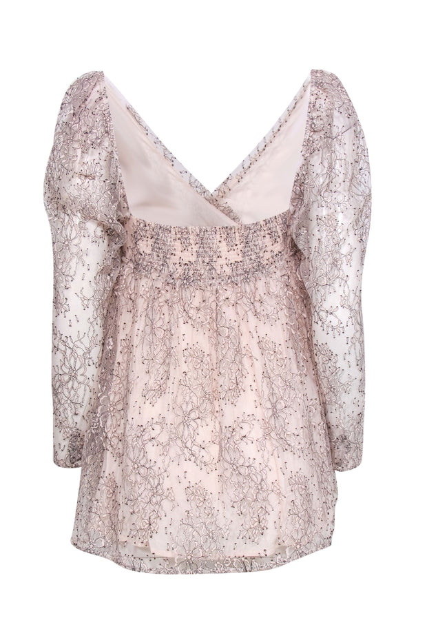 Free People - Blush & Black Lace Long Sleeve Mini Dress Sz XS Free People - Blush & Black Lace Long Sleeve Mini Dress Sz XS