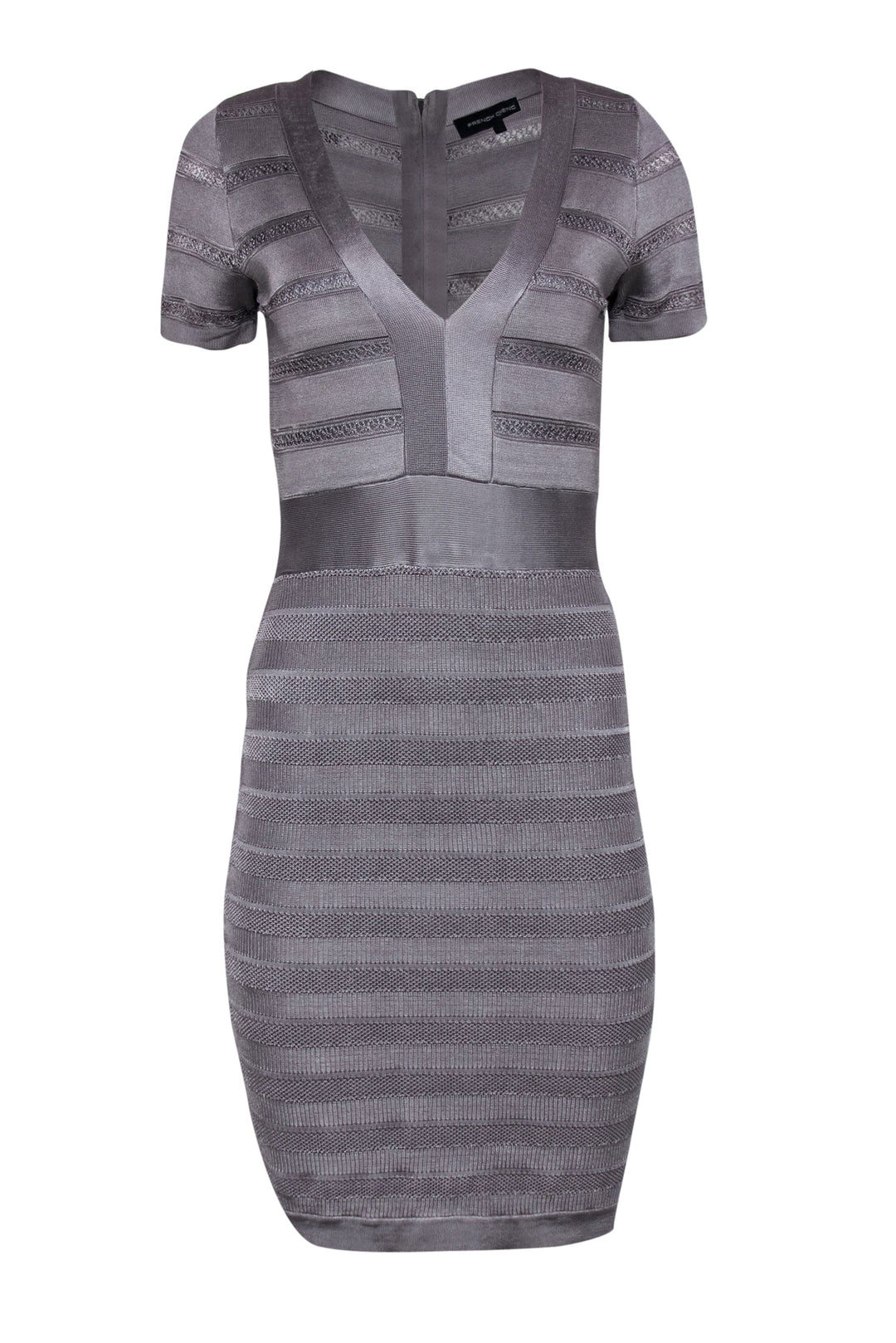 french connection striped bodycon dress French Connection Cotton ribbed striped short sleeve bodycon midi dress in  white