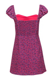 French Connection - Hot Pink & Blue Floral Cap Sleeve Mini Dress Sz 6 French Connection - Hot Pink & Blue Floral Cap Sleeve Mini Dress Sz 6