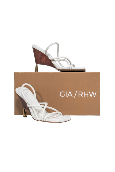Current Boutique-Gia Borghni - White Strappy "Sosie 2" Pump w/ Wood Heel Sz 8.0