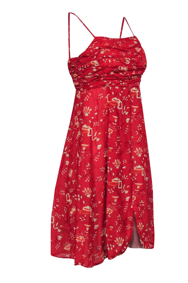 Giorgio Armani - Red Floral Print Chiffon Dress Sz 8 Giorgio Armani - Red Floral Print Chiffon Dress Sz 8