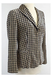 Current Boutique-Giorgio Armani - Black & Cream Geo Print Velvet Jacket Sz 6