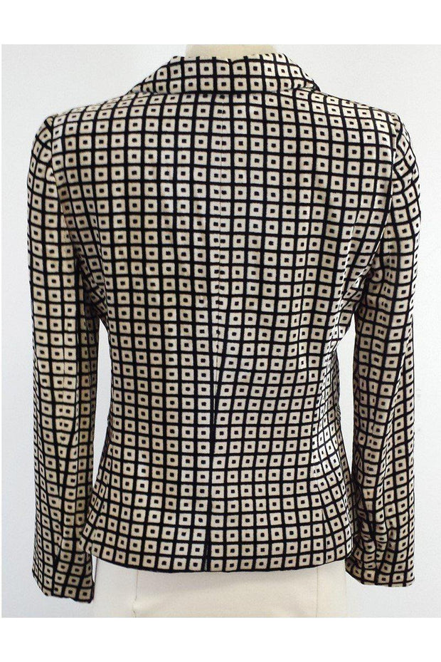Current Boutique-Giorgio Armani - Black & Cream Geo Print Velvet Jacket Sz 6