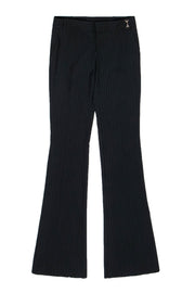 Current Boutique-Gucci - Black Pinstriped Wool Straight Leg Pants w/ Horsebit Detail Sz 0