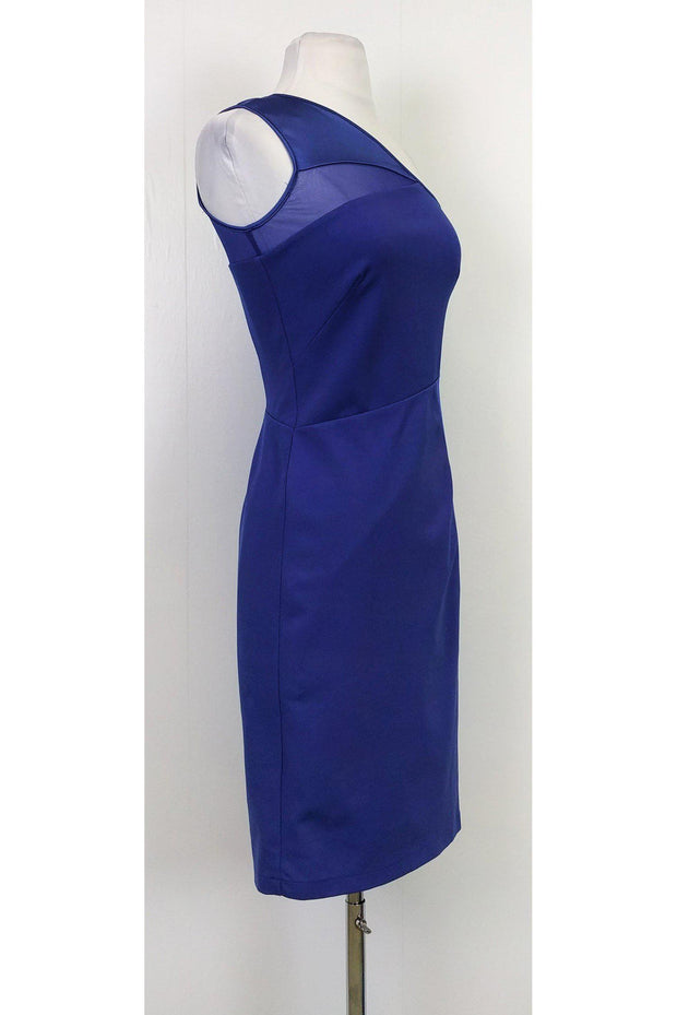 halston heritage dress one shoulder NEW HALSTON HERITAGE One Shoulder Pleated DRESS Size 8 $475 BLUE LAGOON