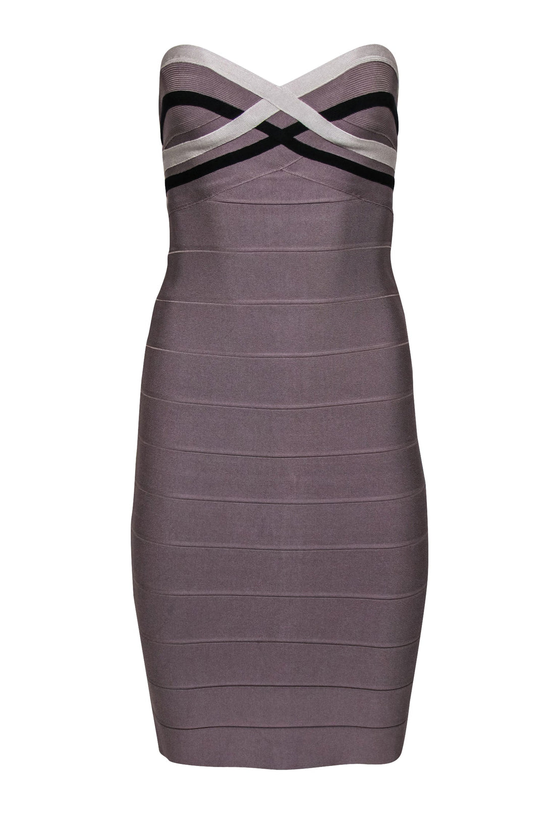 Herve Leger - Taupe Strapless Bandage Midi Dress Sz S Herve Leger - Taupe Strapless Bandage Midi Dress Sz S
