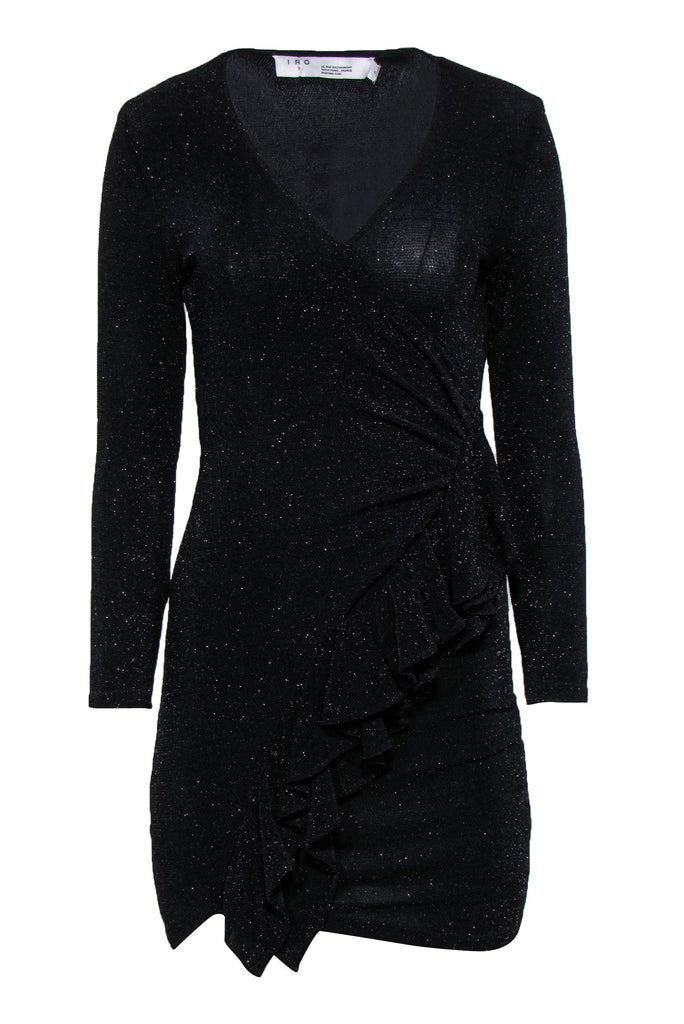fitted lace wedding dress Black Sequin High Neck Long Sleeve Mini Dress main image 1