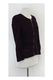 Current Boutique-Isabel Marant Etoile - Maroon & Navy Striped Wool Jacket Sz 0