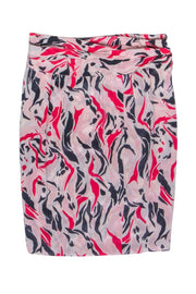Current Boutique-Isabel Marant - Pink Cream & Navy Print Wrap Skirt Sz 8