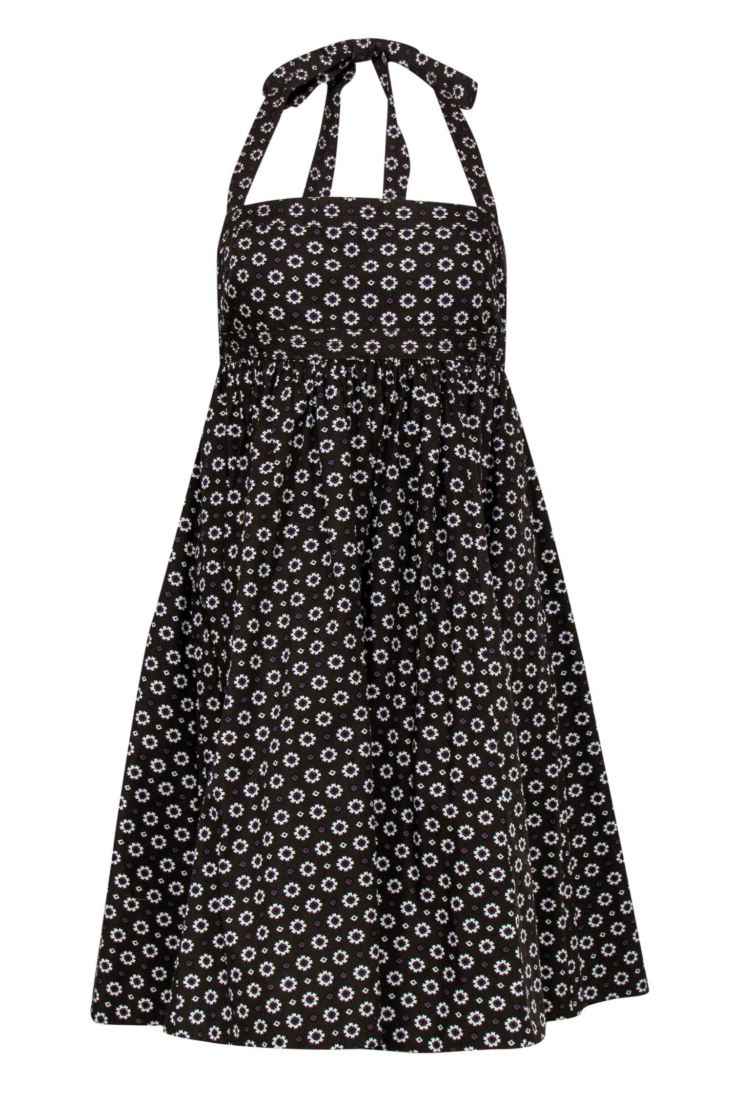 J.Crew - Brown Floral Print Halter Top A-Line Dress Sz 6