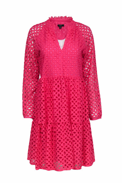 J.Crew - Hot Pink Eyelet Overlay Cotton Babydoll Dress Sz XST J.Crew - Hot Pink Eyelet Overlay Cotton Babydoll Dress Sz XST