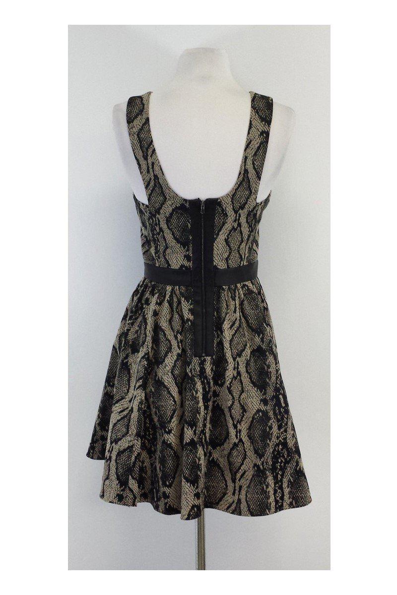 Jay Godfrey - Black & Tan Snakeskin Print Sleeveless Dress Sz 2 Jay Godfrey - Black & Tan Snakeskin Print Sleeveless Dress Sz 2