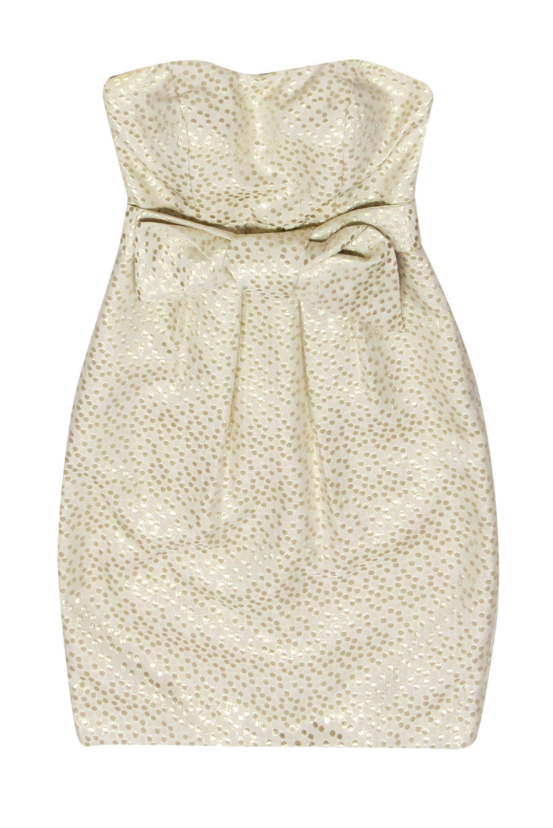 Jenny Yoo - White Strapless Dress w/ Gold Metallic Polka Dots Sz 0 Jenny Yoo - White Strapless Dress w/ Gold Metallic Polka Dots Sz 0