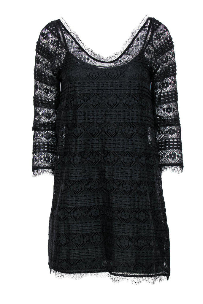 black lace three quarter sleeve dress Joie