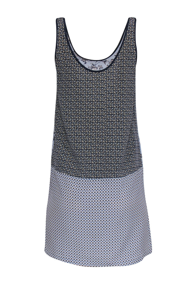 Joie - Blue Multi-Print Silk Shift Dress Sz XS Joie - Blue Multi-Print Silk Shift Dress Sz XS