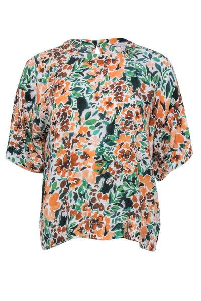 Current Boutique-Joie – Green & Orange Floral Print Top Sz M