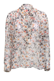 Current Boutique-Joie - Drop Shoulder Silk Top w/ Floral Motif Sz S