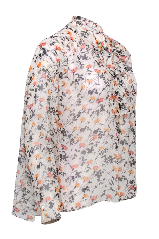 Current Boutique-Joie - Drop Shoulder Silk Top w/ Floral Motif Sz S