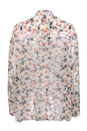 Current Boutique-Joie - Drop Shoulder Silk Top w/ Floral Motif Sz S