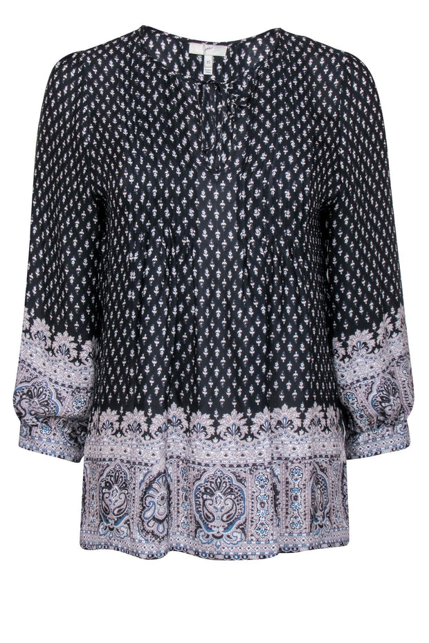 Current Boutique-Joie – Black & White Paisley Print Peasant Top Sz XS