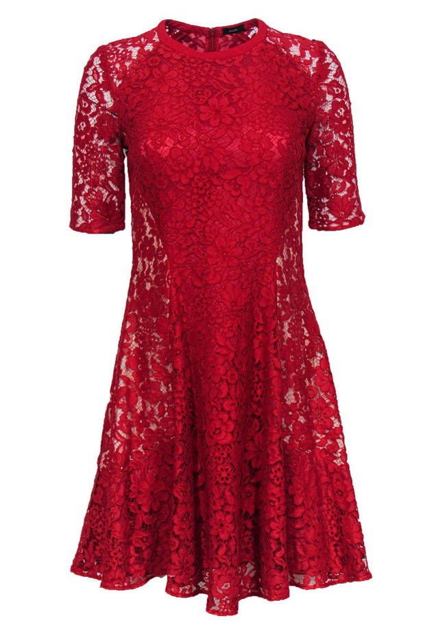 Joseph - Red Lace Cropped Sleeve Cocktail Dress Sz 0 Joseph - Red Lace Cropped Sleeve Cocktail Dress Sz 0
