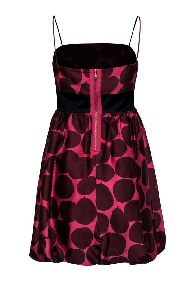 Juicy Couture - Pink & Burgundy Fruit Print Silk Fit & Flare Dress Sz Juicy Couture - Pink & Burgundy Fruit Print Silk Fit & Flare Dress Sz