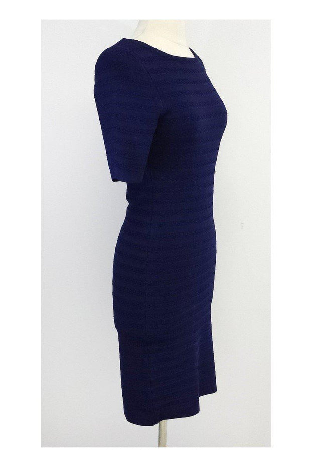 Karen Millen - Navy Textured Bodycon Dress Sz 2 Karen Millen - Navy Textured Bodycon Dress Sz 2