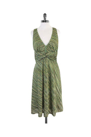 Current Boutique-Kay Unger - Green Knit V Neck Sleeveless Dress Sz 10