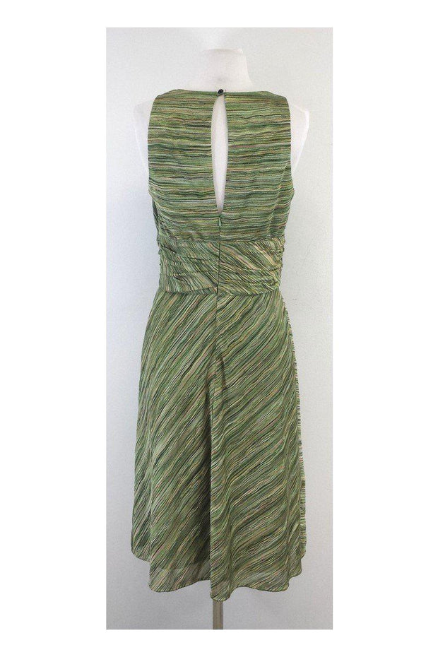 Current Boutique-Kay Unger - Green Knit V Neck Sleeveless Dress Sz 10
