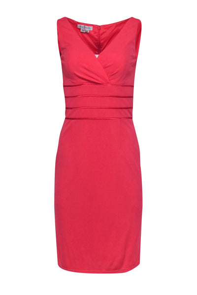 Current Boutique-Kay Unger - Coral Sheath Midi Dress w/ Silk Trim Sz 8