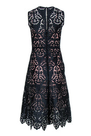Current Boutique-L.K. Bennett - Navy Lace Fit & Flare Midi Dress w/ Pink Slip Sz 4