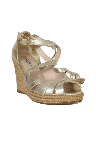 Current Boutique-L.K. Bennett - Gold Espadrille Wedges Sz 6