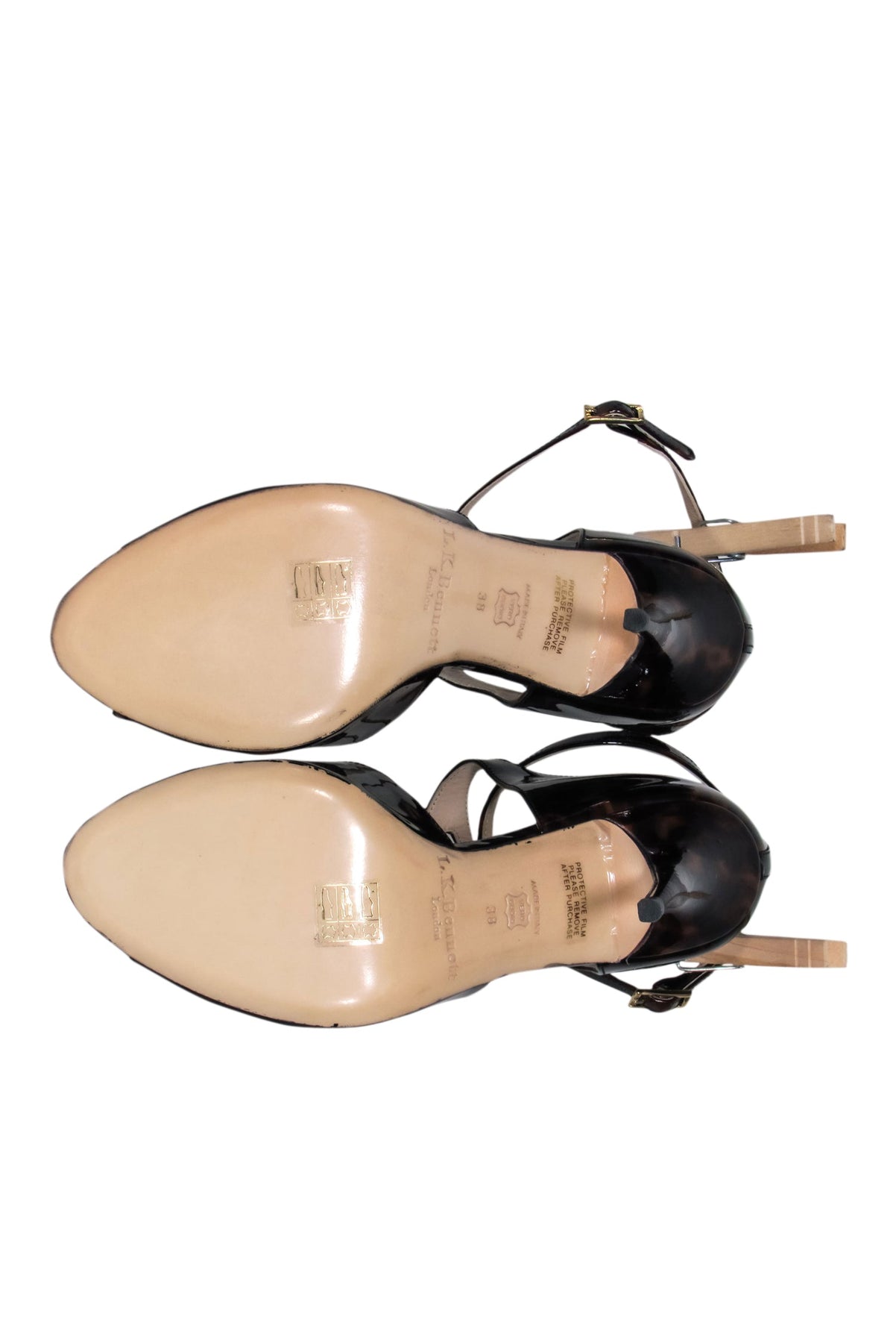 L.K. Bennett - Brown Leather Tortoise Shell Peep-Toe Pumps Sz 8