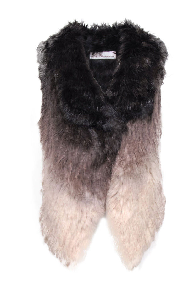 Current Boutique-La Fiorentina - Brown & Tan Ombre Rabbit Fur One Size