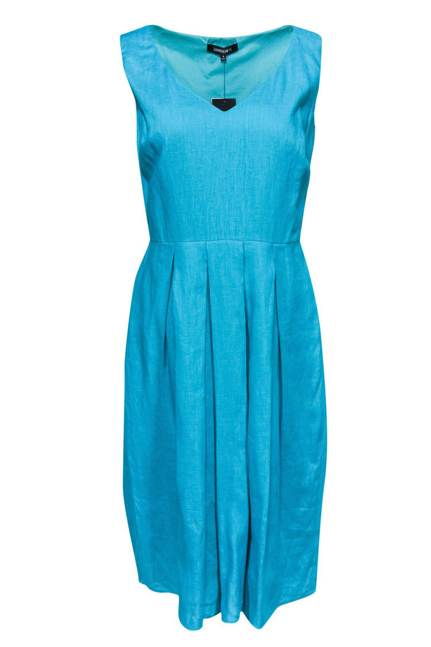 Lafayette 148 - Teal Linen Fit & Flare Dress Sz 8 Lafayette 148 - Teal Linen Fit & Flare Dress Sz 8