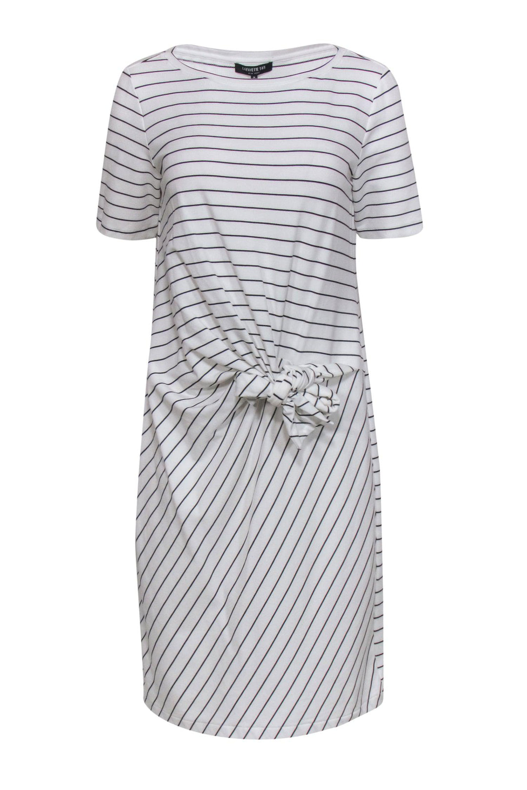 blue dress for baby girl NINA stripe t-shirt dress in White/Black – Elegantees main image 1