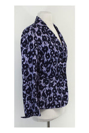 Current Boutique-Lafayette 148 - Blue & Purple Animal Print Cotton Jacket Sz 4