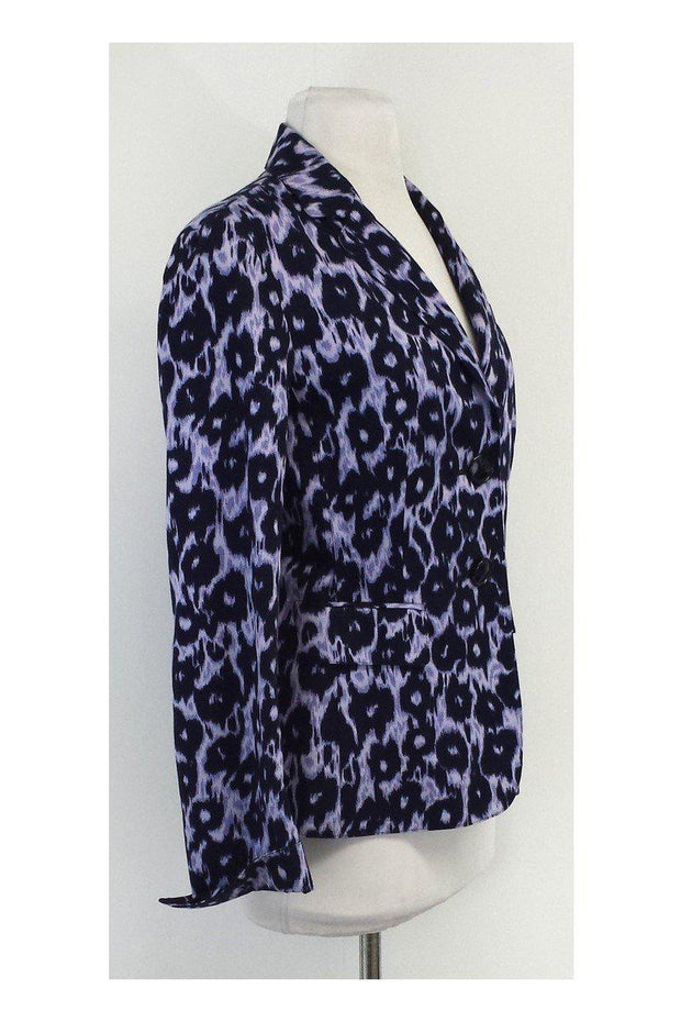 Current Boutique-Lafayette 148 - Blue & Purple Animal Print Cotton Jacket Sz 4