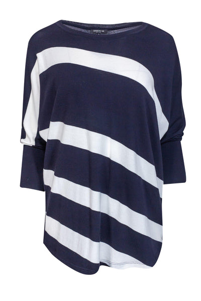 Current Boutique-Lafayette 148 - Navy & White Striped Dolman Sleeve Top Sz S