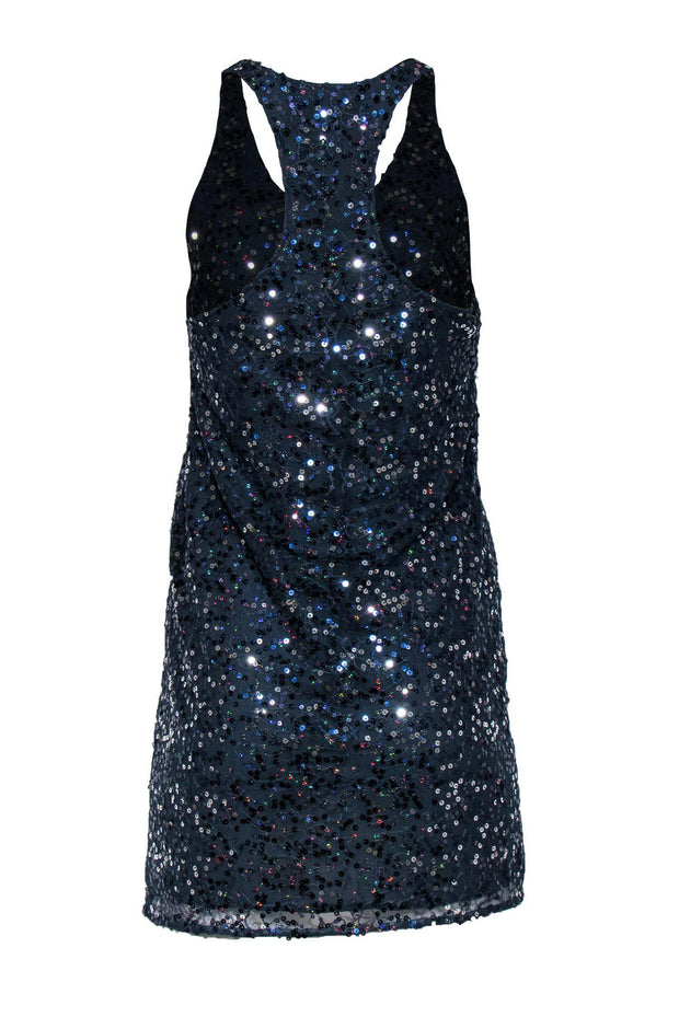 Current Boutique-LaROK - Slate Blue Sequin Sleeveless Racerback Shift Dress Sz S