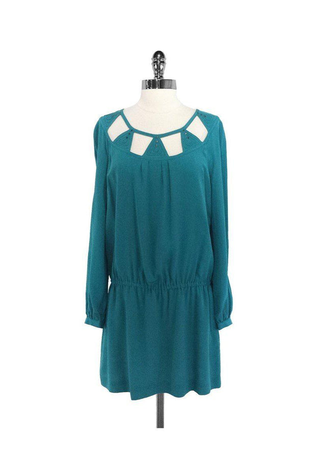 Leifsdottir - Teal Silk Elastic Drop Waist Dress Sz 6 Leifsdottir - Teal Silk Elastic Drop Waist Dress Sz 6
