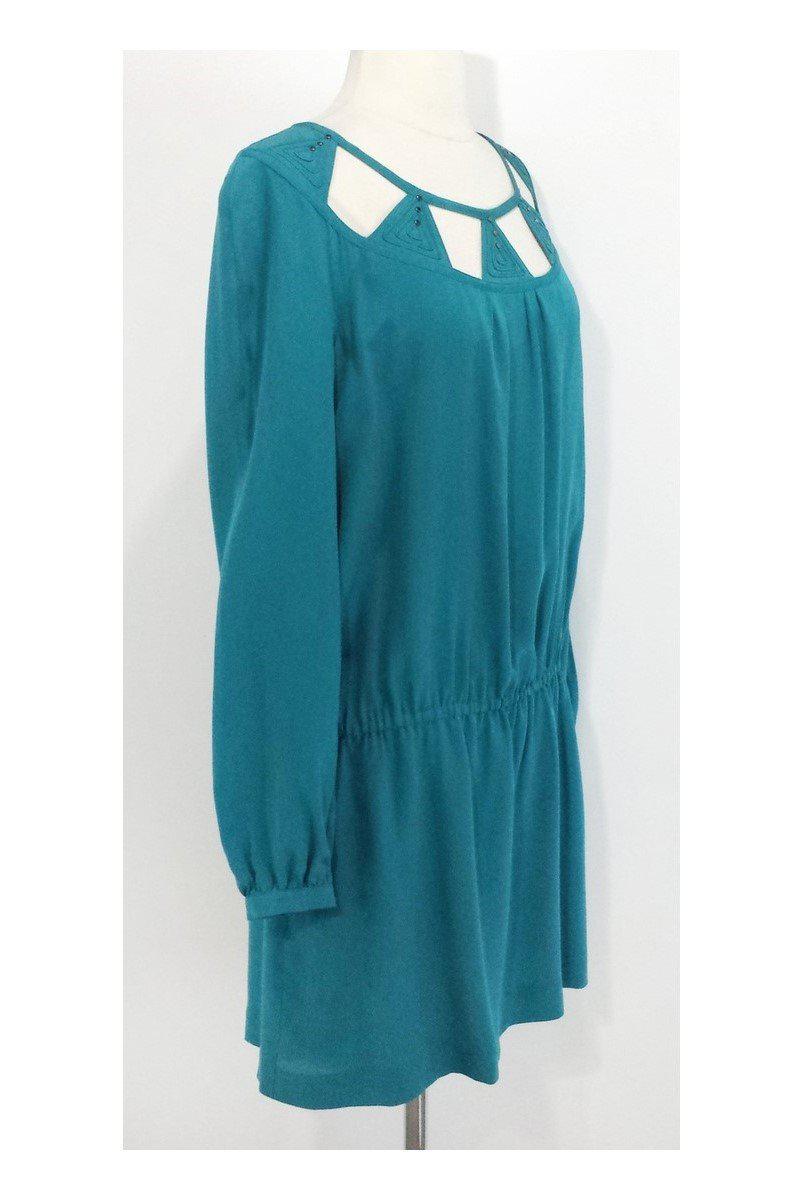 Leifsdottir - Teal Silk Elastic Drop Waist Dress Sz 6