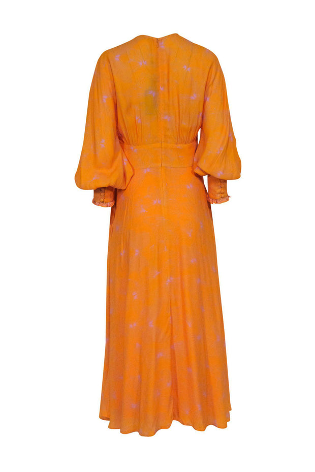 butterfly print long sleeve dress AFRM long sleeve mesh midaxi dress in berry butterfly print