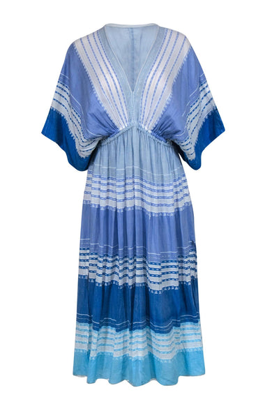 Current Boutique-lemlem - Blue & White Striped Cotton Maxi Dress w/ Metallic Threading Sz S