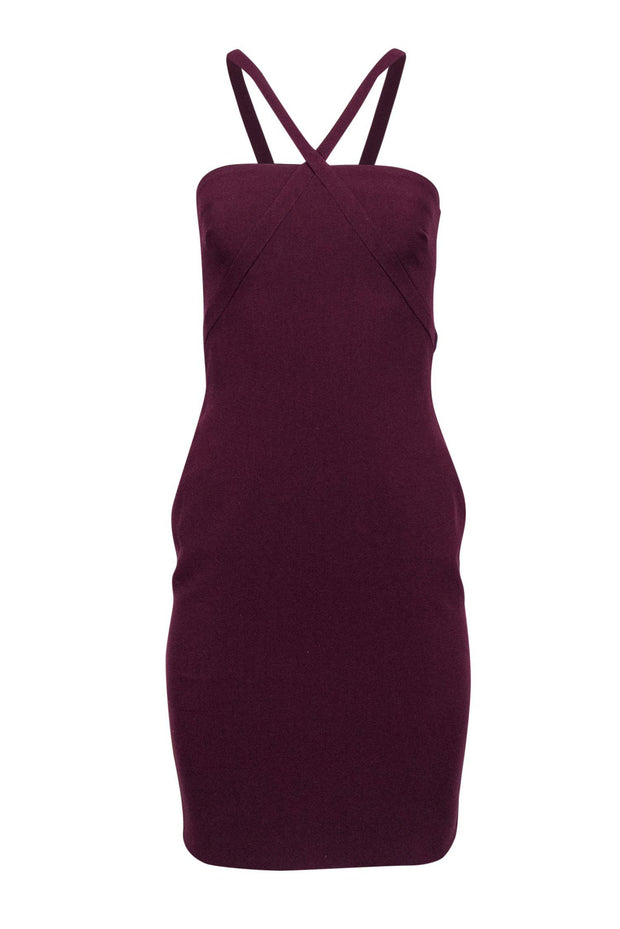 Likely - Dark Purple Bodycon Dress w/ Crisscross Design Sz 4 Likely - Dark Purple Bodycon Dress w/ Crisscross Design Sz 4